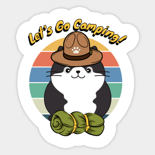 Funny fat cat Wants to go Camping Sticker